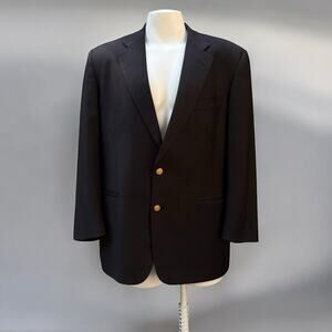 Brooks Brothers Country Club Loro Piana Blazer Jacket 44R Black 100% Wool Preppy